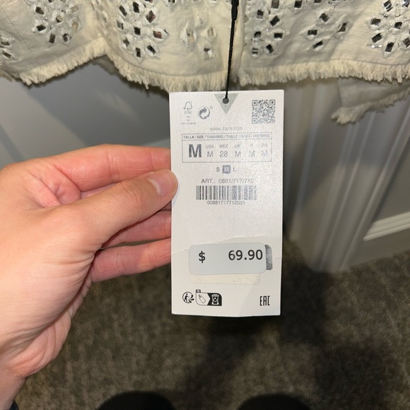 Zara Cream Beaded Front Top - Picture 3 of 3